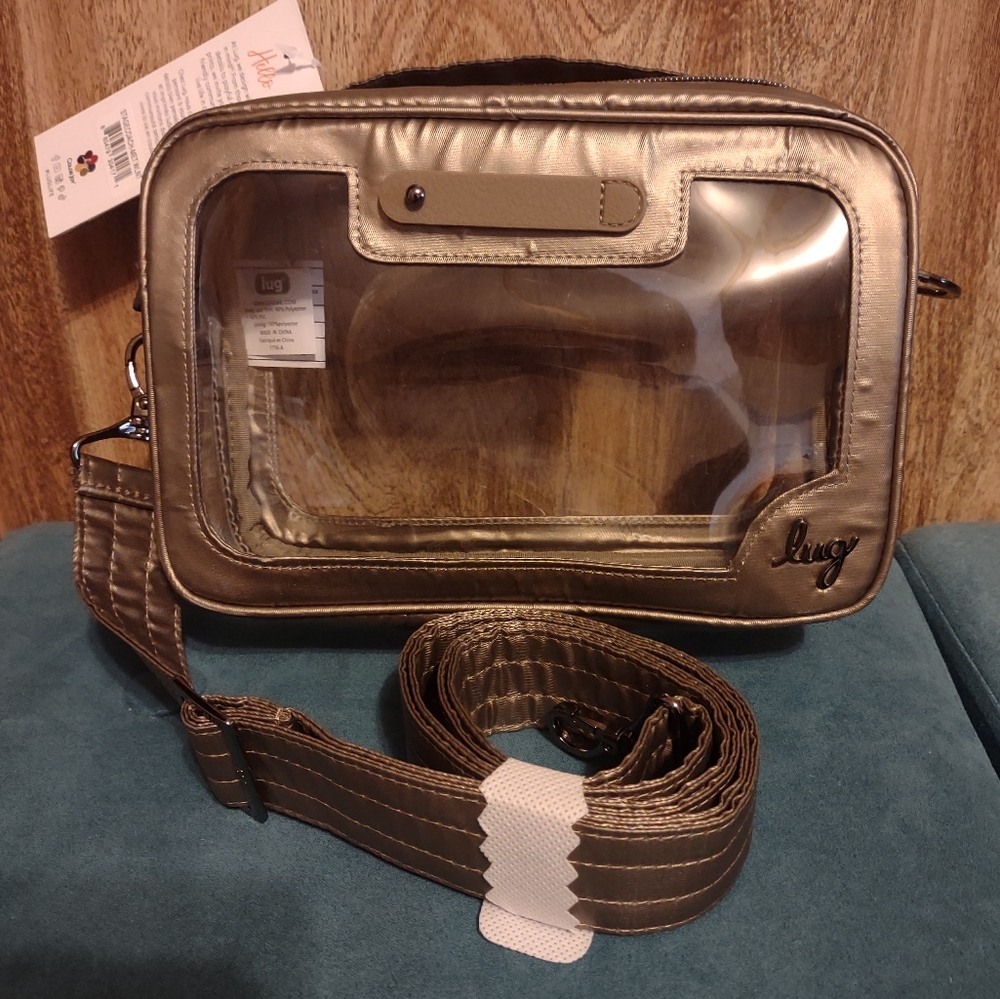 Lug Stagecoach crossbody in metallic walnut